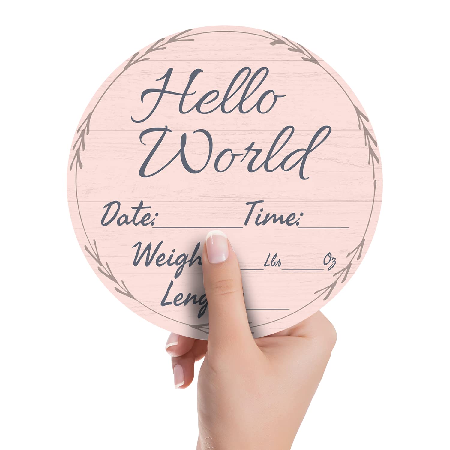 Hello World Newborn Baby Announcement Sign Shower Gift Birth Stats Hospital Photo Props Gender Reveal Girl Boy Neutral Nursery Wall Decor Gifts Baby Book Keepsake Each Sign Measures 6x6x.125