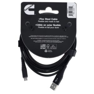 Cummins Long Micro Flex Steel Cable Charger Cord USB-A to Micro Charging Cord 8ft CMN4715