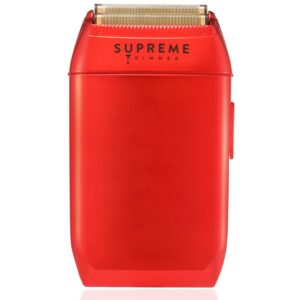 Supreme Trimmer Crunch Mens Foil Shaver STF602 (150 Minute Run Time) Men's Electric Razor | Waterproof Shaver for Short Hair or Stubble, Barber Use | Red