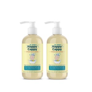 happy cappy baby shampoo and body wash - eczema body wash for kids, toddler, adults, helps with dryness, reduces itching and redness, dermatologist tested, fragrance free - 8 fl oz (pack of 2)