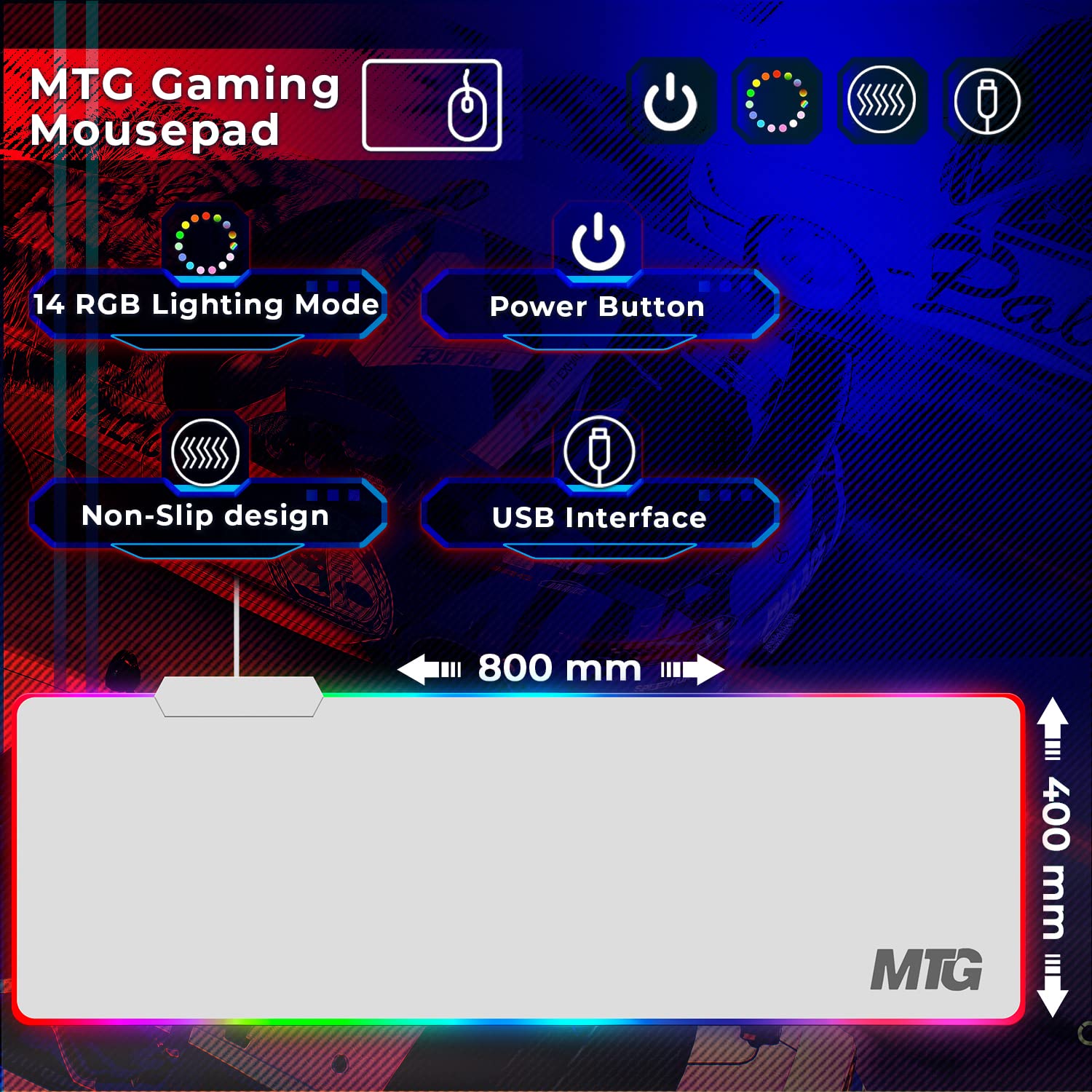 Gaming Kit for PC, RGB Keyboard and Mouse, Gaming Headphone, Large LED Desk Mat with Smooth Surface, RGB Speaker for Desktop Computer, Xbox and PS4 Gamers - MTG 4 in 1 Combo