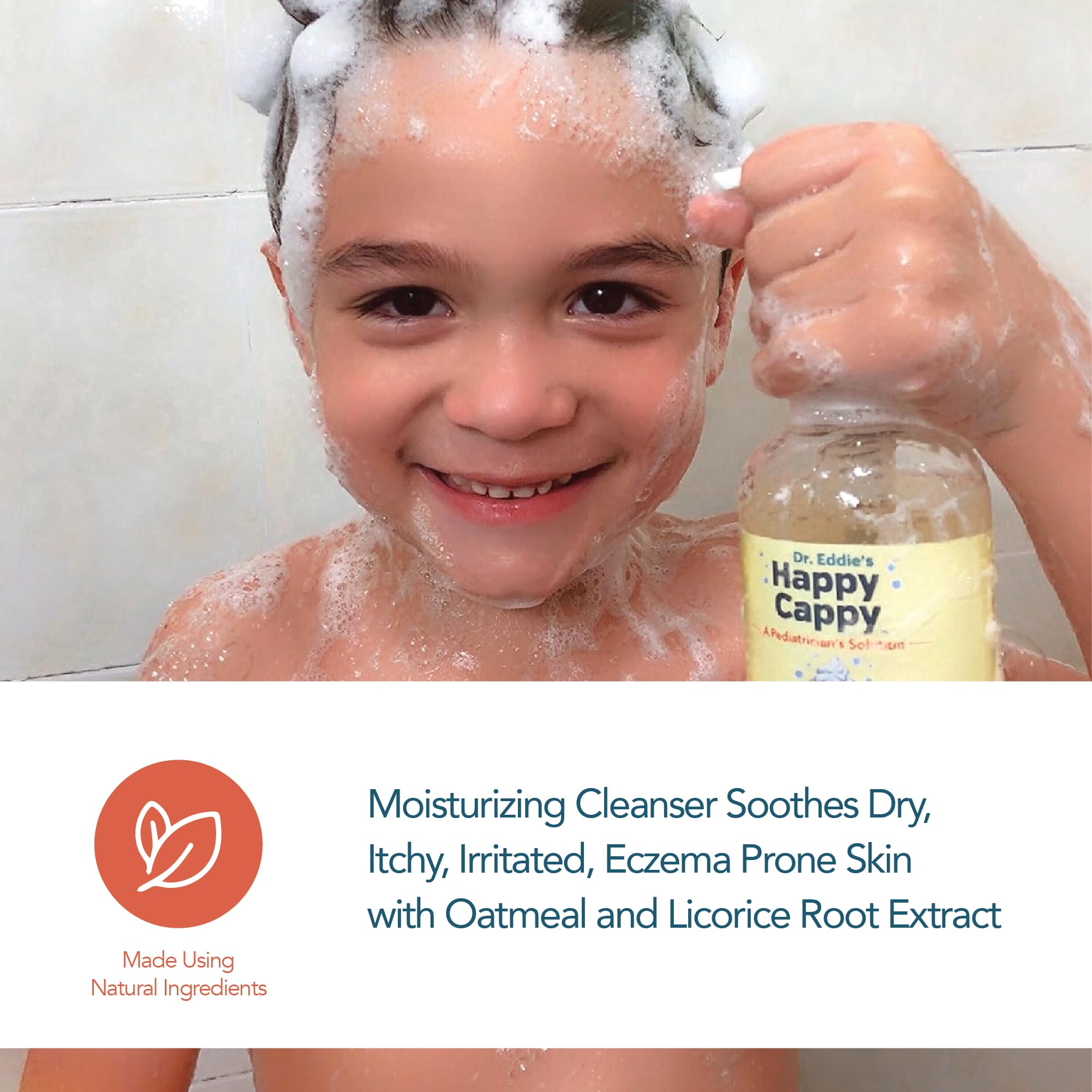 Happy Cappy Baby Shampoo and Body Wash - Eczema Body Wash for Kids, Toddler, Adults, Helps with Dryness, Reduces Itching and Redness, Dermatologist Tested, Fragrance Free - 8 Fl Oz (Pack of 2)