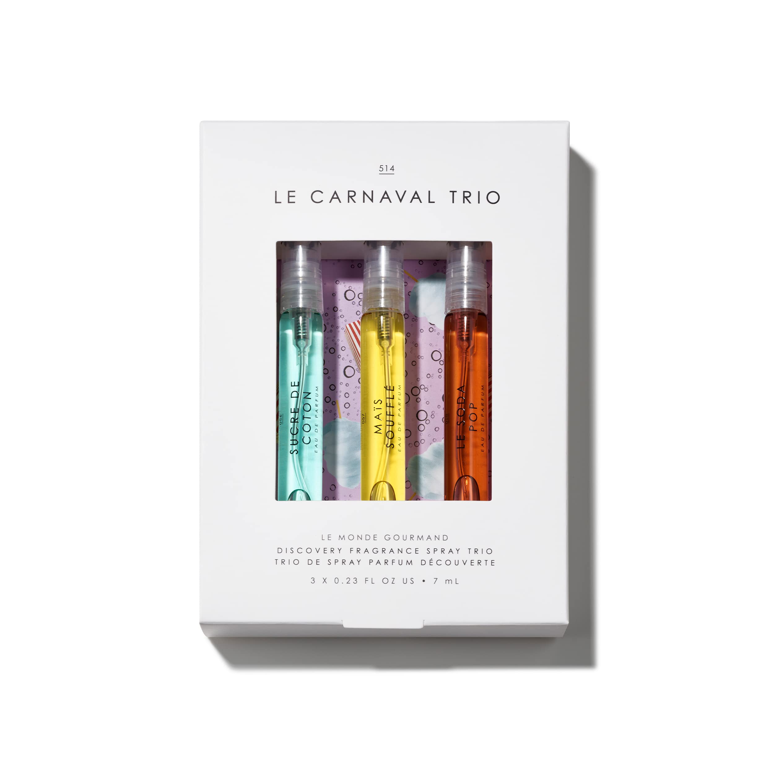 Le Monde Gourmand 3 Piece Carnaval Trio Purse Spray Set - 0.23 fl oz (6.8 ml) Each - Travel Friendly Fragrance