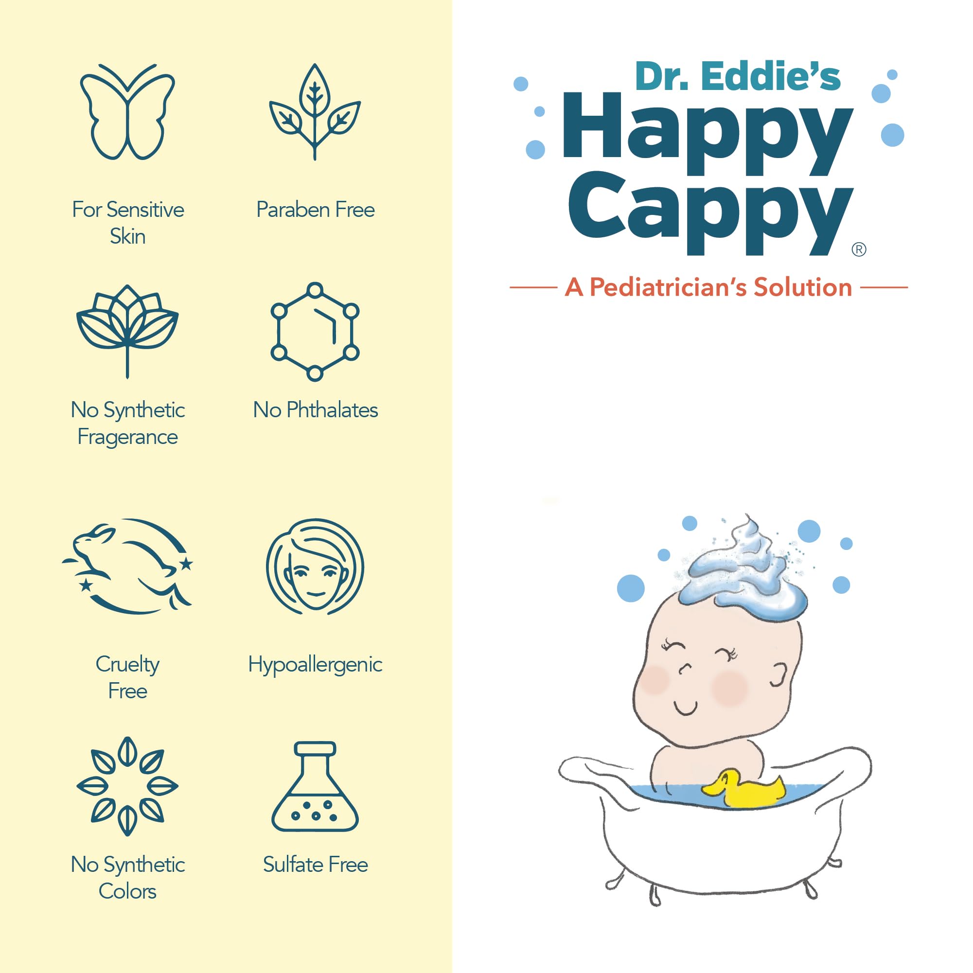 Happy Cappy Baby Shampoo and Body Wash - Eczema Body Wash for Kids, Toddler, Adults, Helps with Dryness, Reduces Itching and Redness, Dermatologist Tested, Fragrance Free - 8 Fl Oz (Pack of 2)