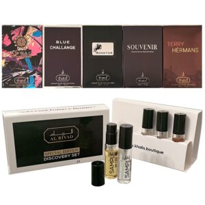 Maison d'Orient Alriyad, Men Spray Fragrance Travel Size, Featuring Amwaj Enter World Mini, 5 Scents, Cologne Sampler Gift Set