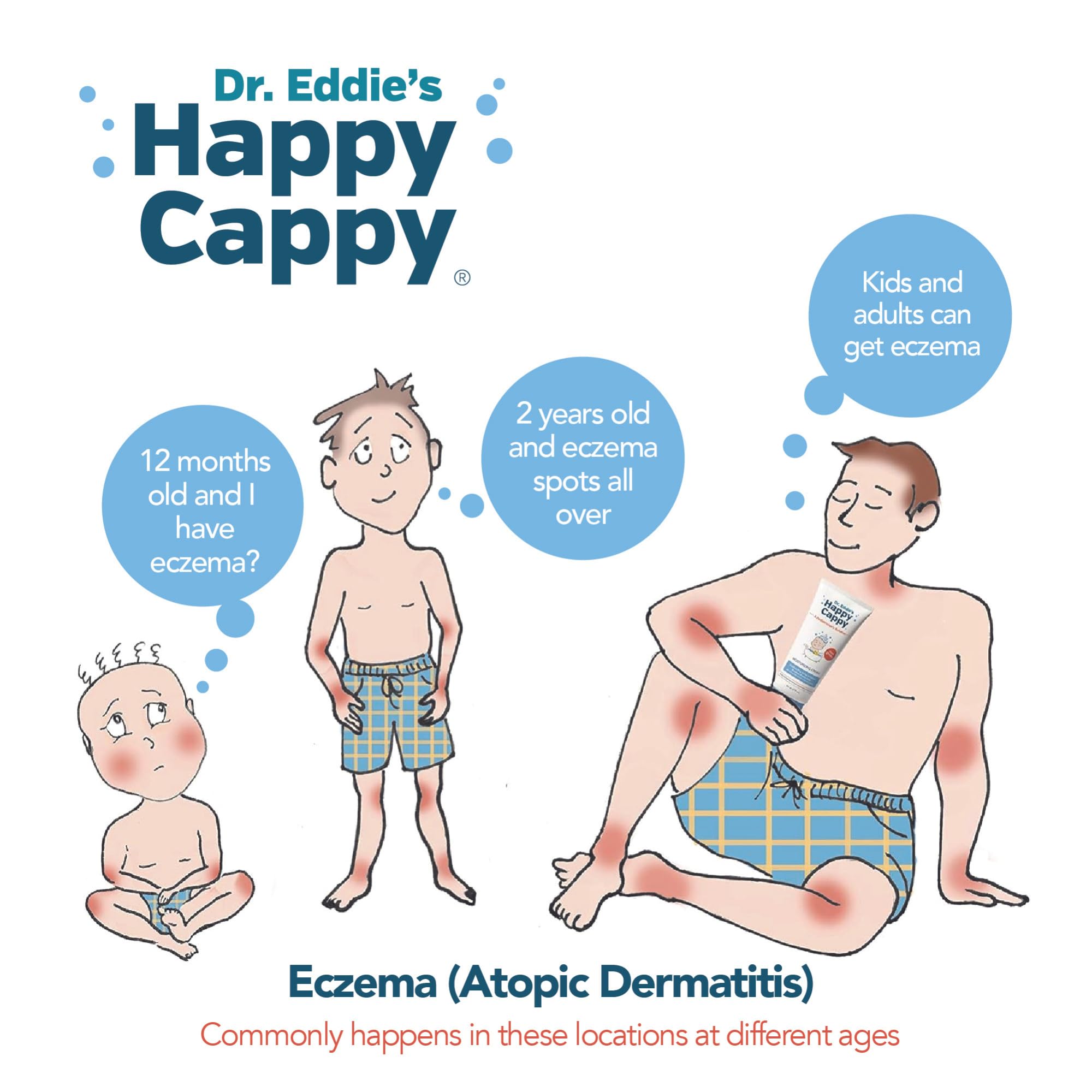 Happy Cappy Baby Shampoo and Body Wash - Eczema Body Wash for Kids, Toddler, Adults, Helps with Dryness, Reduces Itching and Redness, Dermatologist Tested, Fragrance Free - 8 Fl Oz (Pack of 2)