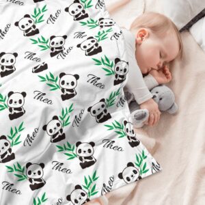 Personalized Crib Bedding Set for Baby Boys, Custom Baby Girl Crib Bedding Set with Name, Cute Panda Nursery Bedding, 2 Piece Baby Crib Bedding Sets, Name Crib Comforter, Crib Fitted Sheets for Baby