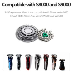 SH90 Replacement Heads for Philips Norelco Shaver Series 9000, Compatible with Shaver SH90/72, 6 pcs