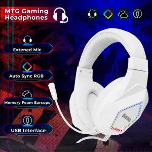 Gaming Kit for PC, RGB Keyboard and Mouse, Gaming Headphone, Large LED Desk Mat with Smooth Surface, RGB Speaker for Desktop Computer, Xbox and PS4 Gamers - MTG 4 in 1 Combo