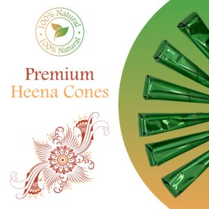 Henna Cones – 6 Pack Ready to Use Henna Color Cones – 100 % Natural Henna Hair Dye – Rich, Intense Brownish-Red Color – Henna Hair Color for Hair Dyeing, Spotting, Art, Tatto – Superior and Long-Lasting – 6 pack