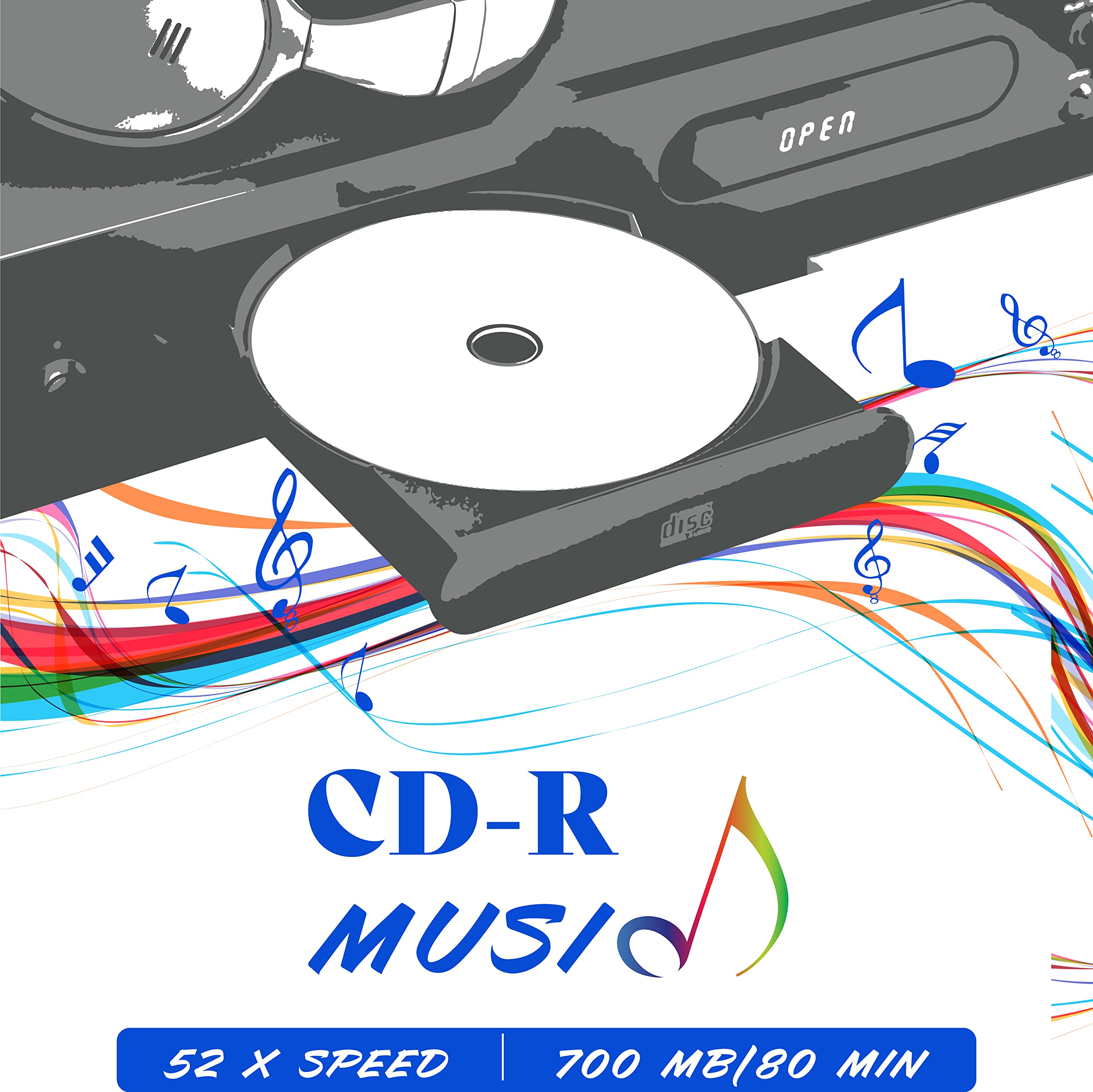 PioData CD-R 52X 700MB Moisture Resistant White Inkjet Printable CD-R Blank Discs – 100 Disc Cake Box Spindle, Printable CDR Discs for Music, Data