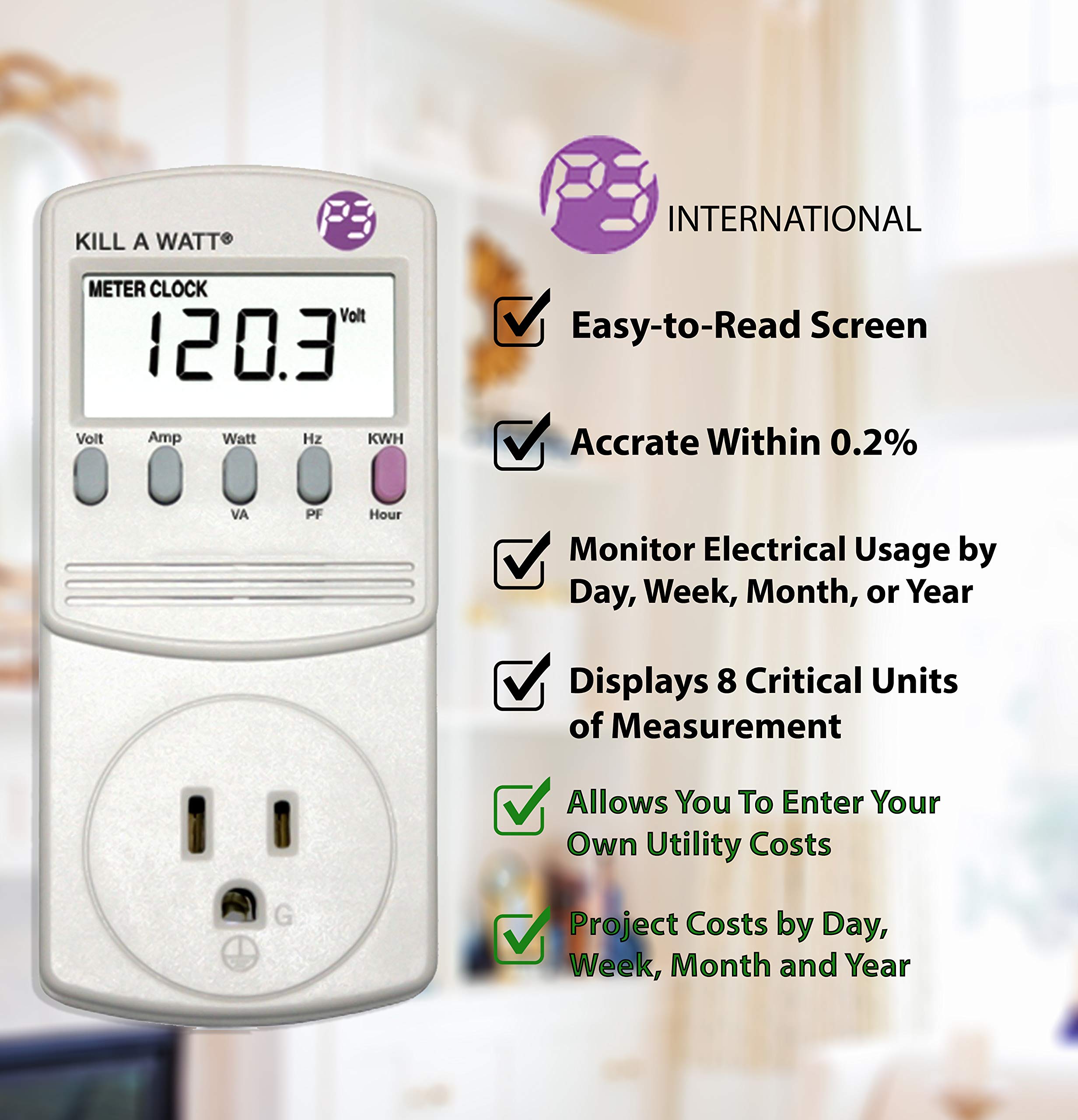 P3 International P4460 Kill A Watt EZ Electricity Usage Monitor, grey (10-Pack)