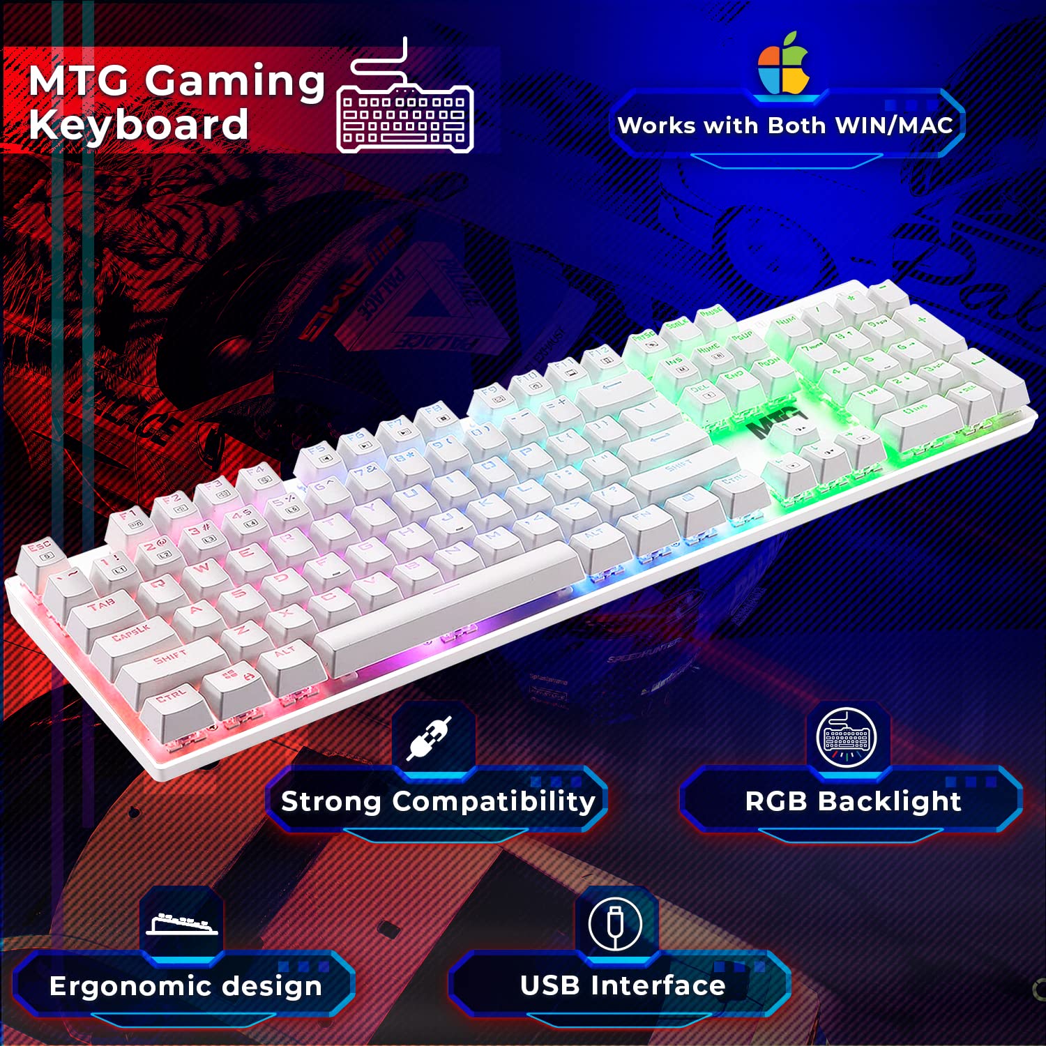 Gaming Kit for PC, RGB Keyboard and Mouse, Gaming Headphone, Large LED Desk Mat with Smooth Surface, RGB Speaker for Desktop Computer, Xbox and PS4 Gamers - MTG 4 in 1 Combo