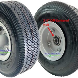 410/350-4 (10" x 3") Pneumatic Tire & Tube Assembly (2 1/4" Off -Centered Hub & 1" Metal Bushing)