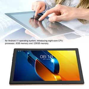 10 Inch Tablet, 2.4G 5G WiFi Dual Band Kids Tablet MT6755 8 Core 2.2Ghz 6GB 128GB Gold for Drawing (US Plug)