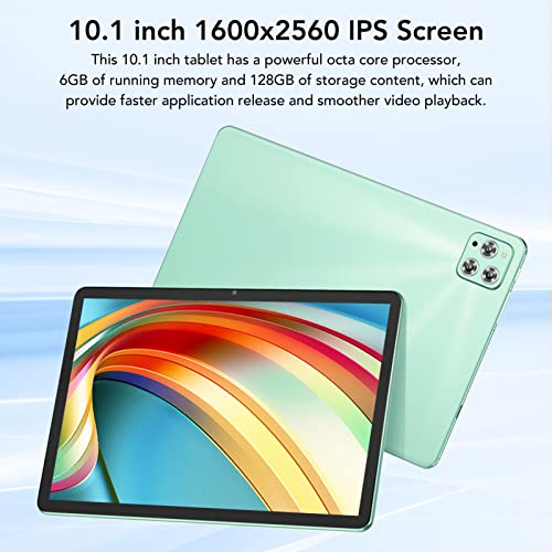 Jaerb Gaming Tablet, 6GB RAM 128GB ROM 10.1in Tablet 1600x2560 5000mAh Rechargeable Octa Core for Long Commutes (US Plug)