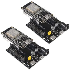 2 Sets ESP-WROOM-32 ESP32 ESP-32S Development Board CP2102 WiFi+Bluetooth Ultra-Low Power Dual Core ESP32-DevKitC-32 ESP-WROOM-32 with Expansion Board for Arduino IDE