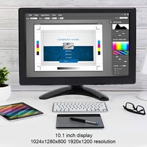 CCYLEZ 10.1in Computer Monitor HD Color TFT LED Screen DVD Monitor Screen with Multi Input Interface Speakers for Laptops