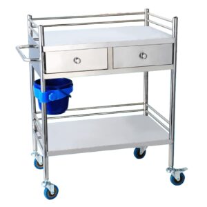 medical cart, laboratory equipment rolling carts, with 2 shelves shelf stainless steel with wheels rolling cart, commercial wheel dental lab cart utility services ( size : 66x44cm(26x17.3in) )