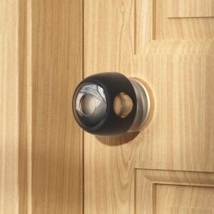 eudemon 4 pack updated door knob cover baby safety door lock childproof safety cover door handle cover for kids safety (clear-black)