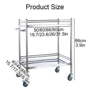 Medical Cart, 2-Tier Shelf Trolley/Storage Rolling Cart, With 1 Handles, Metal Chrome, Medical Trolley 2 Tier Heavy Duty Medical Utility Cart, for Hospital Dental Clinic Home ( Size : 80x48cm(31.5x18.