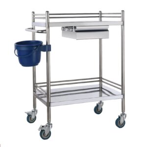 medical cart, 2-tier shelf trolley/storage rolling cart, with 1 handles, metal chrome, medical trolley 2 tier heavy duty medical utility cart, for hospital dental clinic home ( size : 80x48cm(31.5x18.