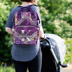 Custom Name Diaper Bag for Mother's Day Birthday Gift, Personalized Purple Marbling Fantasy Background Waterproof Nylon Travel Backpack with Large Capacity Mommy Nursing Daypack Gift for Women