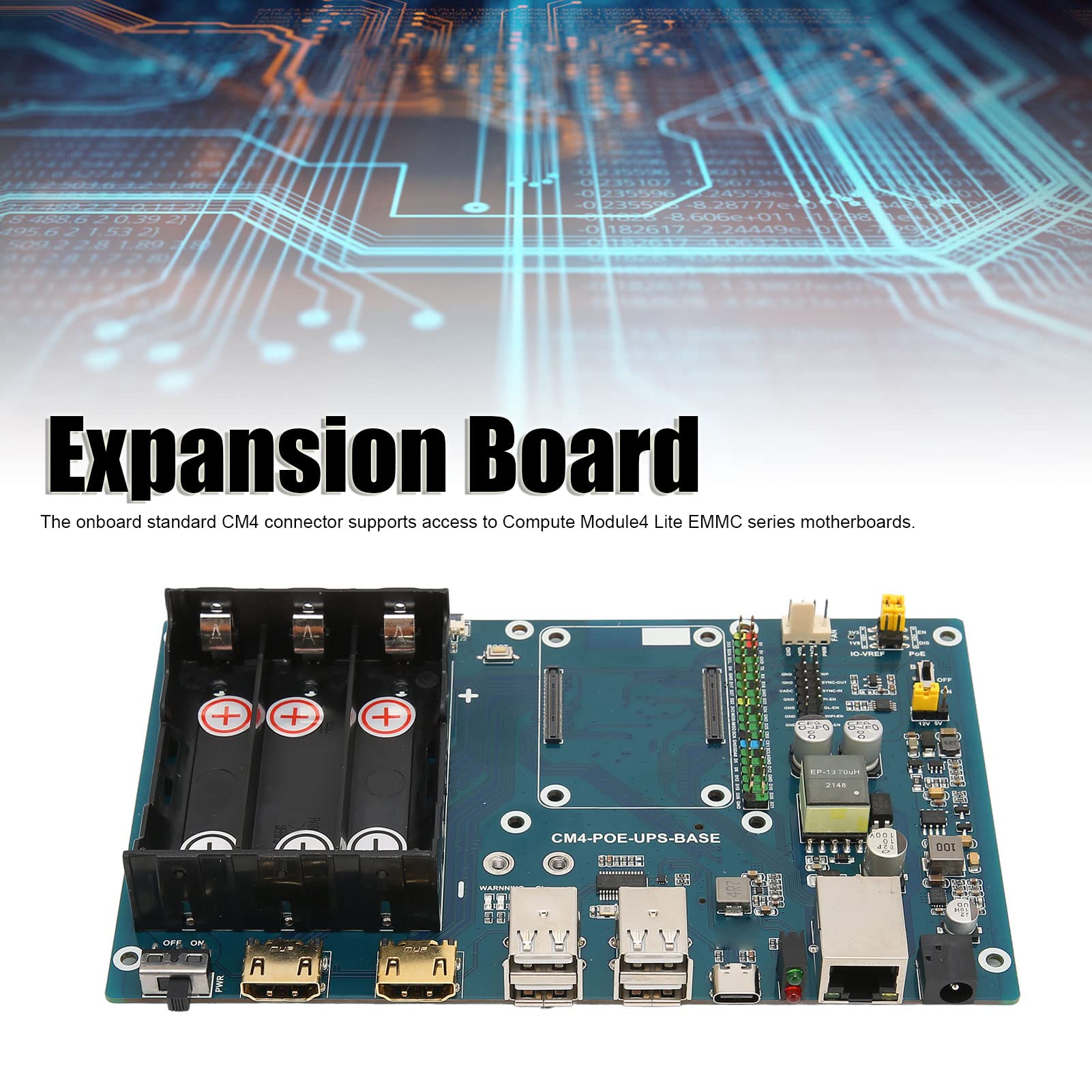 Septpenta Expansion Board Cm4 Poe Ups, Dynamic Route Management Multiple Protection Circuits, HD Multimedia Interface Quad USB 2.0, I2C Interface for Communication