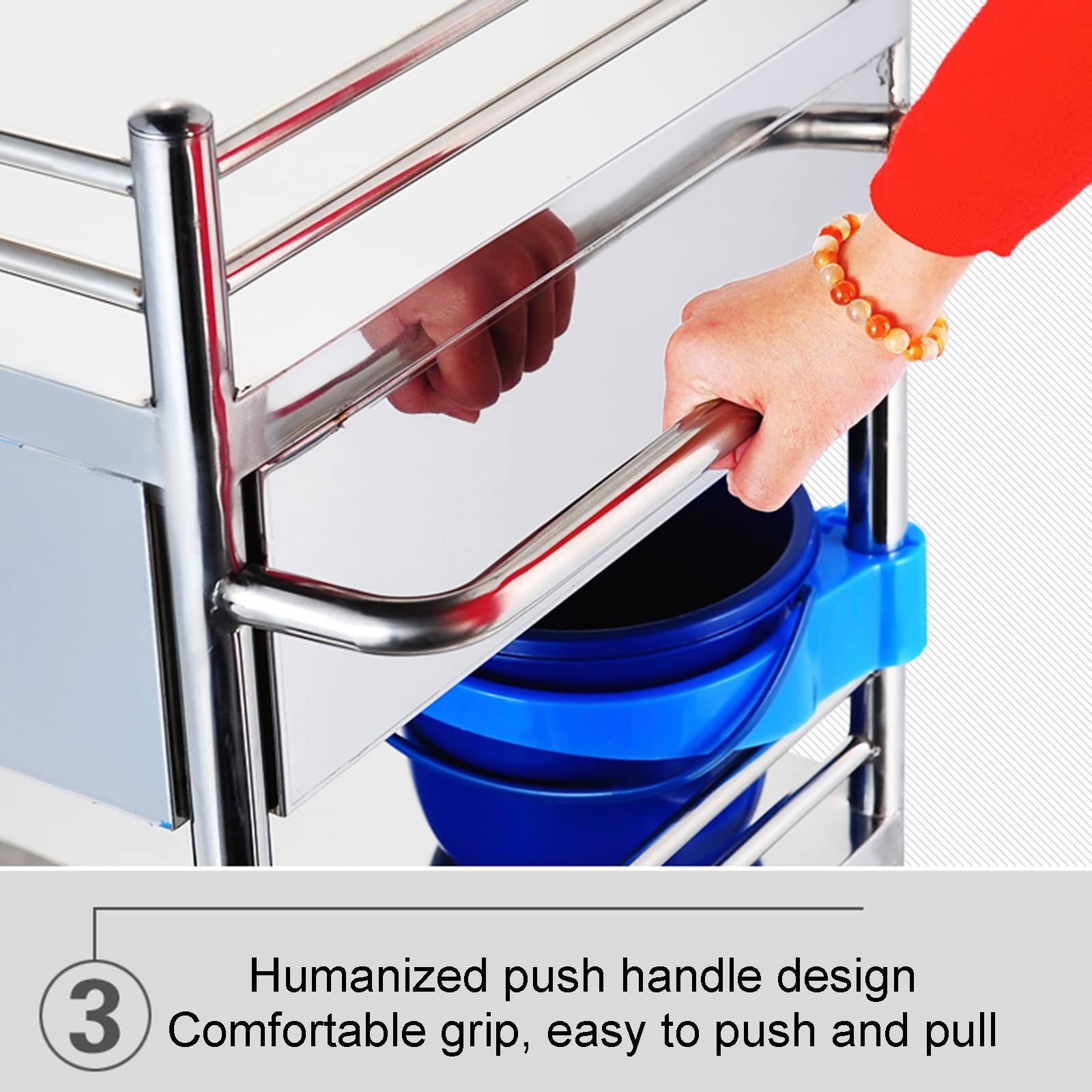 Stainless Steel Medical Cart, Lab Serving Cart, Utility Cart, with Two Drawers for Lab Equipment Use Grade Stainless Steel Utility Services (2 Shelves/ 2 Drawer) ( Size : 60x40cm(23.6x15.7in) )