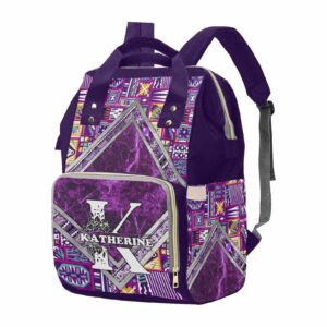 custom name diaper bag for mother's day birthday gift, personalized purple marbling fantasy background waterproof nylon travel backpack with large capacity mommy nursing daypack gift for women