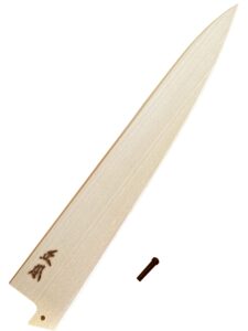 masamoto sujihiki slicing knife sheath 10.5" (270mm) for vg and at series, japanese slicer knife saya with pin, wooden kitchen knife protect cover, japanese natural magnolia wood, made in japan