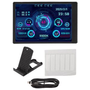 Computer Temp Monitor, Mini Screen PC Sensor Panel Display 3.5in IPS Full View Display Plug and Play for Home (Black)