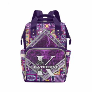 Custom Name Diaper Bag for Mother's Day Birthday Gift, Personalized Purple Marbling Fantasy Background Waterproof Nylon Travel Backpack with Large Capacity Mommy Nursing Daypack Gift for Women