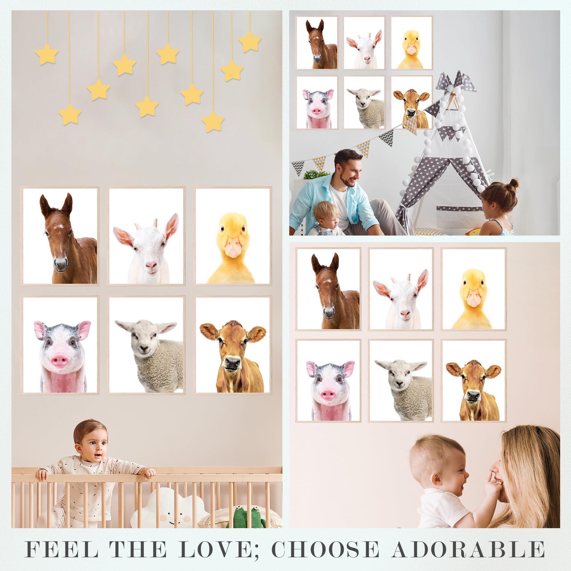 Insire Baby Animal Prints for Nursery, Baby Animal Pictures for Nursery, Farm Animal Pictures Wall Decor, Farm Animal Wall Decor, Farm Animal Pictures, Farm Animal Nursery Decor - (8x10 Unframed)