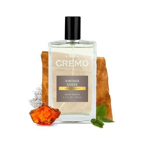 Cremo Cologne for Men - Vintage Suede Reserve Mens Cologne - A Combination of White Moss, Rich Amber, and Smooth Suede, 3.4 Fl Oz