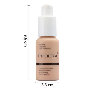 PHOERA Foundation,Flawless Soft Matte Liquid 102 Nude Foundation,24 HR Oil Control Waterproof Cream Foundation Makeup.