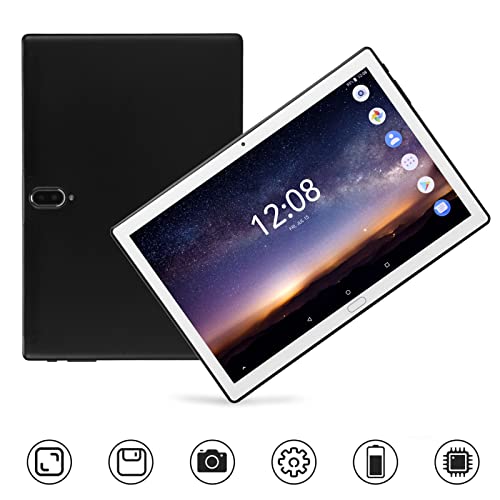 lennis Dual SIM Dual Standby Tablet, 2GB RAM 32GB ROM Large Capacity Memory 100-240V 10.1 Inch HD Tablet 3 Card Slot Design Black for Work for Entertainment (US Plug)