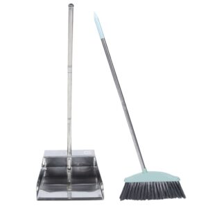 ultechnovo 1 set garbage shovel cleaning scraper long handle broom floor sweeping broom long handle dust pan broom and dust pan ladlebroom home stainless steel office dustpan indoor