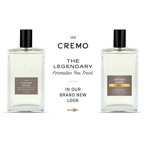 Cremo Cologne for Men - Vintage Suede Reserve Mens Cologne - A Combination of White Moss, Rich Amber, and Smooth Suede, 3.4 Fl Oz