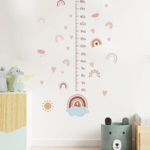 Baby Growth Height Chart, Rainbow Stickers Wall Chart Peel and Stick Nursery Ruler Wall Decals for Kids