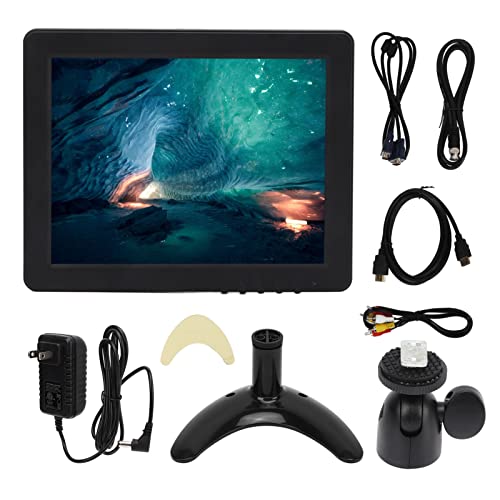 CCYLEZ 8inch Gaming Monitor, 1080P HD TFT LED 250cd M2 Brightness 8inch HD Color Screen Display, with Adjustable Bracket, Compatible with VGA HDMI AV BNC USB DC Input Interface