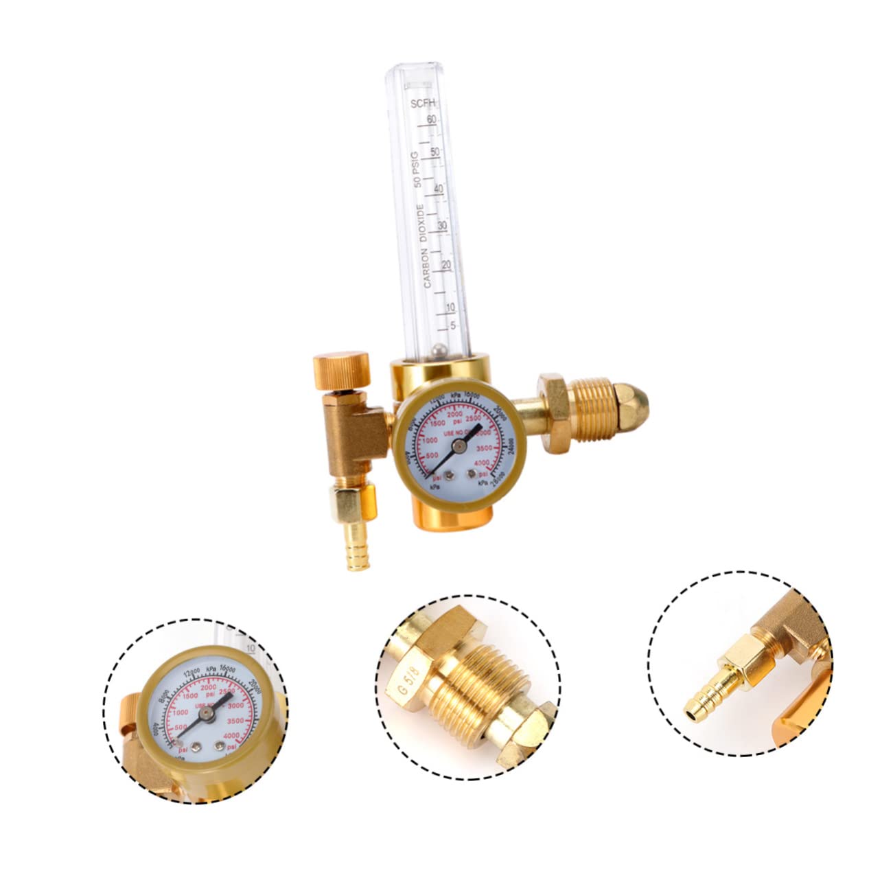 COLLBATH 2pcs Flowmeter Welding Regulator Argon Gas Regulator Gas Measuring Tester Argon Regulator with Flow Meter Gas Flow Meter Argon Flow Regulator C02 Nut Splitter