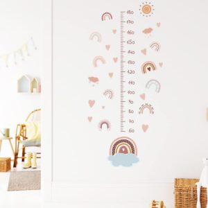 Baby Growth Height Chart, Rainbow Stickers Wall Chart Peel and Stick Nursery Ruler Wall Decals for Kids