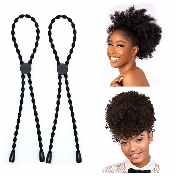 MILAMIYA 5PCS Afro Puff Ponytail Ties for Women - Adjustable Hair Accessories for Thick Short Kinky Curly Buns, Long Braids, Natural Styles - No-Slip Design