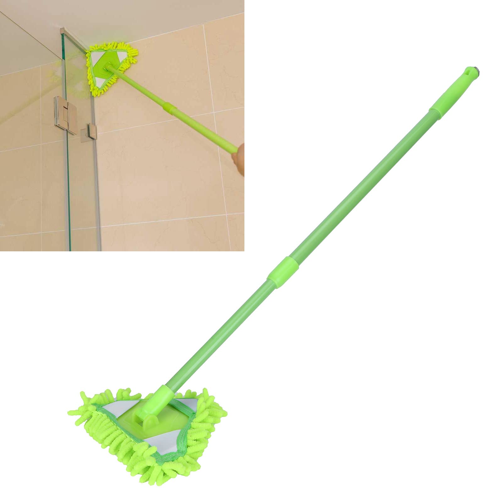 OKJHFD Professional Microfiber Mop,Extendable Mop 180 Degree Rotatable Triangular Cleaning Mop, Lightweight Design for Home Wall Ceiling Floor Cleaning(Green)