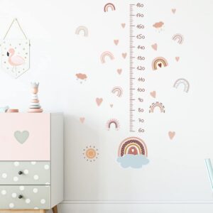 Baby Growth Height Chart, Rainbow Stickers Wall Chart Peel and Stick Nursery Ruler Wall Decals for Kids