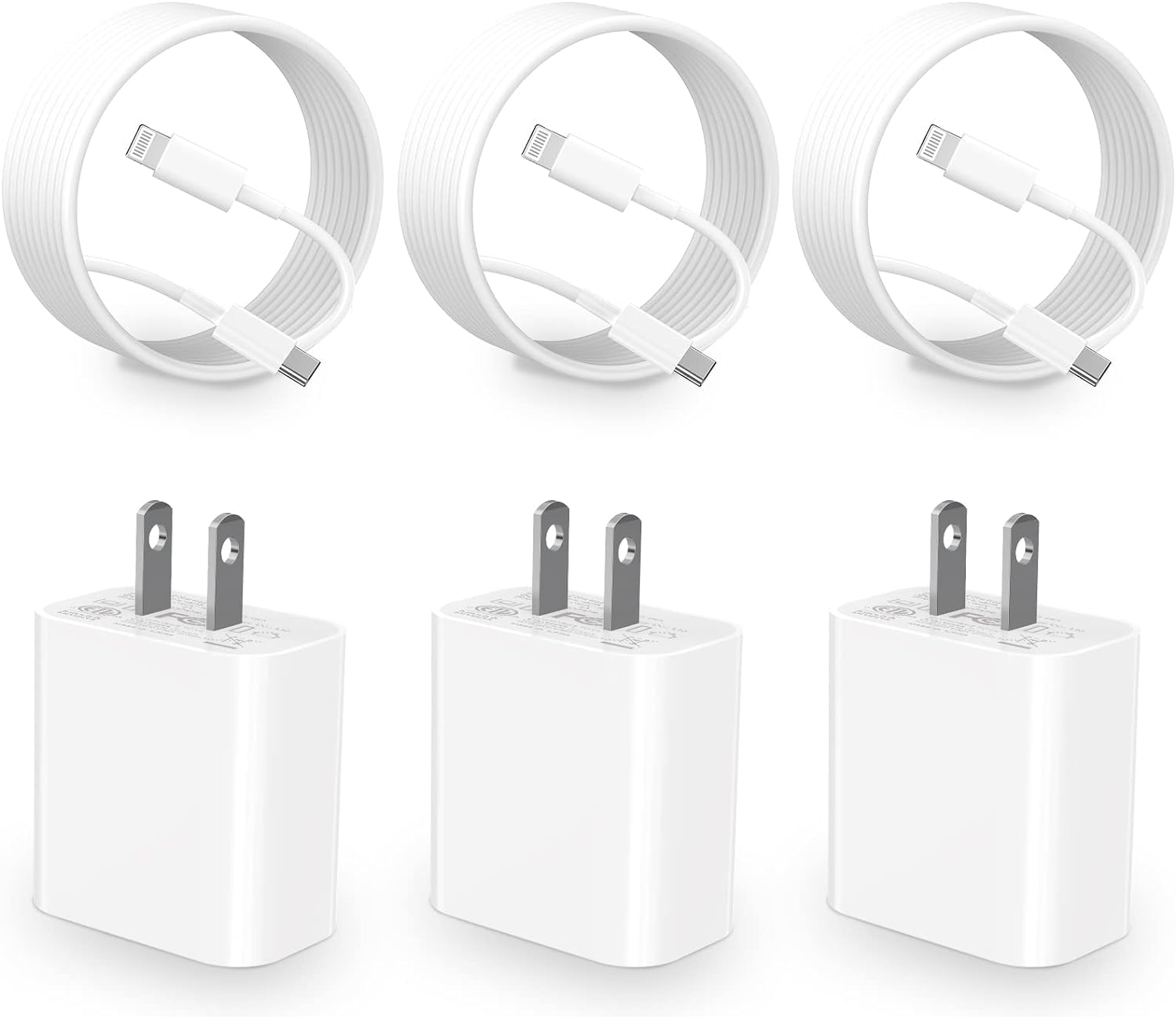 esbeecables for i.Phone Charger Fast Charging, 3Pack 20W Type C Fast Charger Block with 6FT USB C Charger Cable Compatible for i.Phone 14/13/12/11 Pro Max/11/Xs Max/XR/X,i.Pad,AirPods Pro