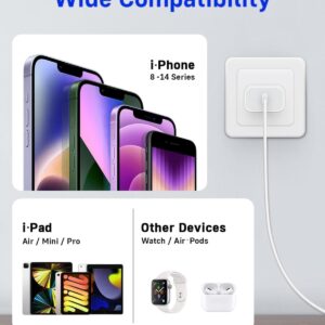 esbeecables for i.Phone Charger Fast Charging, 3Pack 20W Type C Fast Charger Block with 6FT USB C Charger Cable Compatible for i.Phone 14/13/12/11 Pro Max/11/Xs Max/XR/X,i.Pad,AirPods Pro