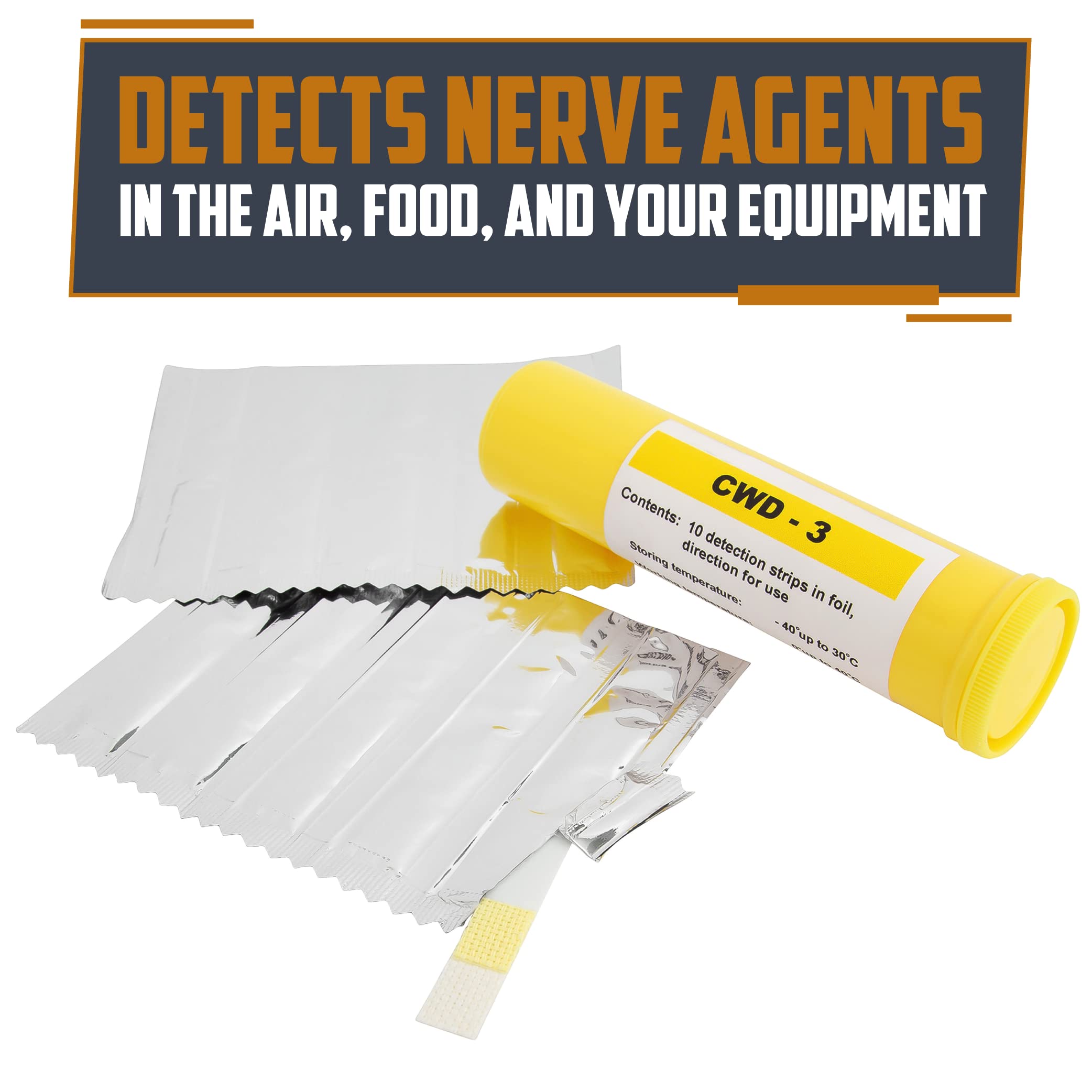 MIRA Safety DETEHIT CWD-3 CBRN Testing Paper for Various Chemical Warfare Agents | 10 Detection Strips to Identify G Agents (Sarin, Soman, tabun) and V Agents (VX Gas)