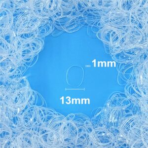 Tesvyns 1500pcs Mini Hair Rubber Bands, Non-slip Rubber Hair Bands for Girls, Elastic Hair Ties(0.5 inch) Clear